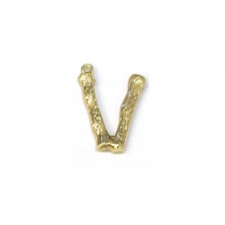 Brass Pendant Letter "V" 14x21mm