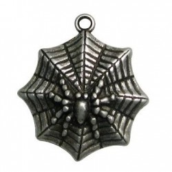 Colgante de Metal Zamak Araña en su Telaraña 34x39mm