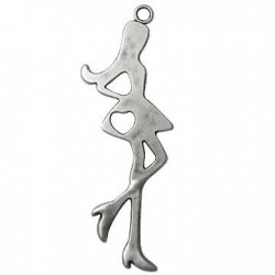 Pendentif Fille en Métal/Zamac, 26x78mm