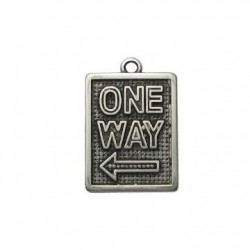 Zamak Pendant Road Sign ONE WAY 17x25mm