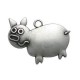 Pendentif Porc en Métal/Zamac, 38x24mm