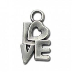 Ciondolo in Zama "LOVE" con Cuore 7x17mm