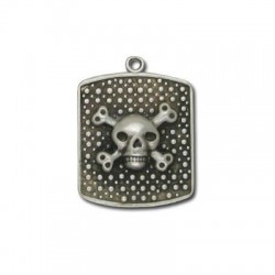 Zamak Pendant Army Tag Skull 34x26mm