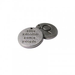 Breloque Ronde lettre "P" en Métal/Zamac, 16mm