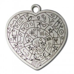 Zamak Pendant Heart with Symbols 60mm