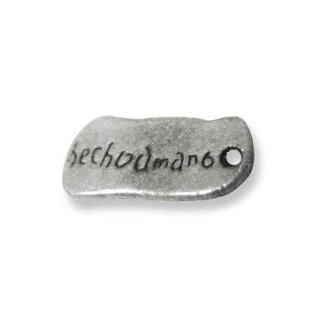 Ciondolo in Metallo Zama Logo "HECHO A MANO" 5x11mm