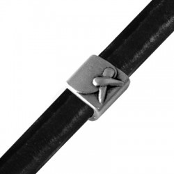 Zamak Slider Tube Square for Regaliz Leather 16x13mm (Ø 11x7mm)