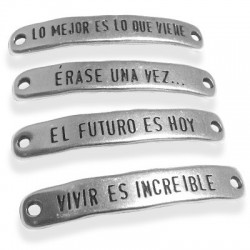 Zamak Connector Bracelet Bar 4 Mixed Spanish Phrases 7x40mm