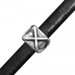 Zamak Slider Cube 'X' for Regaliz Leather 17x13mm (Ø 10x7mm)