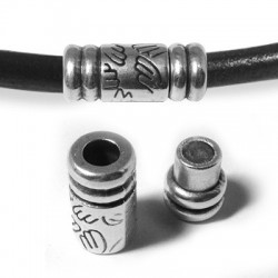 Fermoir Aimanté Tube avec Motifs en Métal/Zamac, 25x10mm (Ø 5.2mm)