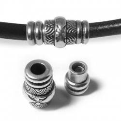 Fermoir Aimanté Tube avec Motifs en Métal/Zamac, 25x10mm (Ø 5.2mm)