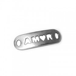 Intercalaire Barre "AMOR" en Métal/Zamac, 24x8mm