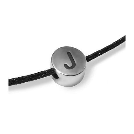 Passant Rond Lettre "J" en Métal/Zamac, 7/4,4mm (Ø 2mm)