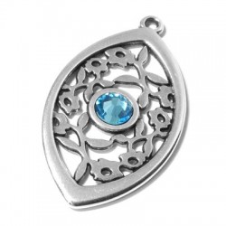 Pendentif Oeil en Métal/Zamac avec Support pour Crystal Swarovski Flatback SS34, 27x45mm