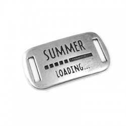 Zamak Connector Tag 'Summer is Loading' 35x18mm (Ø 10x2.2mm)