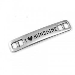 Zamak Connector Tag 'I LOVE  Sunshine' 36x7mm (Ø 3.1x2.3mm)