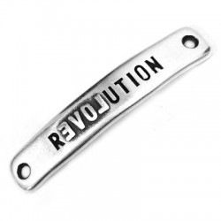 Barre Bracelet en Métal/Zamak inscr. "REVOLUTION" 40x7mm (trous 1,8mm)