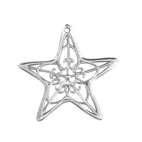 Zamak Pendant Star w/ Flower 65mm (Ø2.7mm)