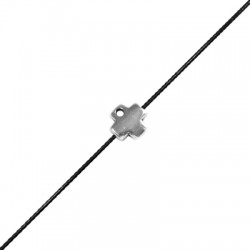 Breloque passant croix en Métal/Zamak avec double trou (Ø 1,6mm)
