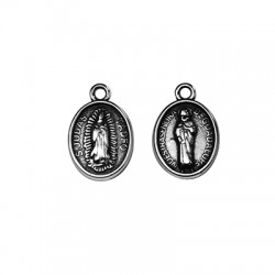 Ciondolo in Metallo Zama Ovale con Gesù e Vergine Maria 11x14mm
