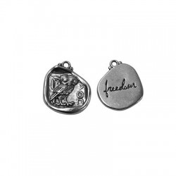 Zamak Charm Irregular Owl 20mm