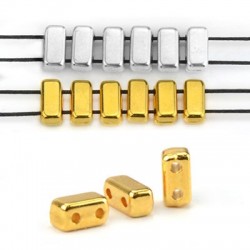 Zamak Bead Twin Brick 3x7mm/3mm (Ø1mm)