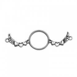 Zamak Connector Round Irregular Heart Angel Wings 70x23mm