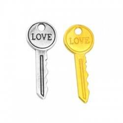 Μεταλλικό Ζάμακ Μοτίφ Κλειδί "LOVE" Γούρι 10x27mm (Ø2mm)