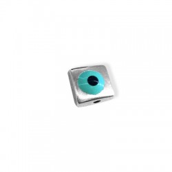 Μεταλλική Ζάμακ Χυτή Χάντρα Κύβος Επίπεδος Μάτι με Σμάλτο 12mm (Ø1mm) 