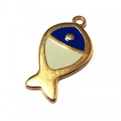 Metal Zamak Cast Pendant with Enamel Fish 40x23mm