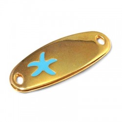 Metal Zamak Cast Connector Tag Seastar with Enamel 34x14mm