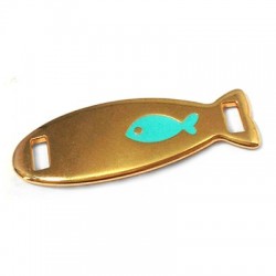 Intercalaire Bracelet Poisson en Métal/Zamak avec Poisson Émaillé 36x13mm (Ø 5x2,1mm)