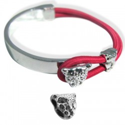 Media Pulsera de Metal Zamak Set 53x31mm + "Leopardo" 10x10mm