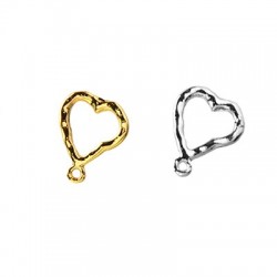 Zamak Earring Heart w/ Loop 12mm