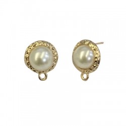 Zamak Earring Round 12mm w/ Pearl