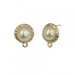 Zamak Earring Round 12mm with Pearl