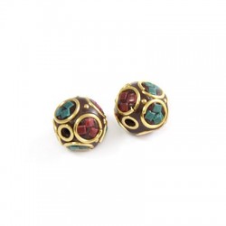 Bola de Latón Decorada con Piedras Semipreciosas 14mm (Ø 2,3mm)