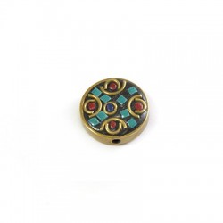 Passante in Ottone Disco Decorato 19x6mm (Ø 1.9mm)
