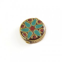 Round Pendant Slider With Semiprecious Stones 30mm (Ø2.5mm)