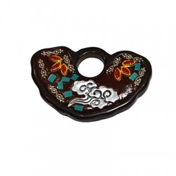 Pendentif Demi-Cercle avec Pierres Semi-Précieuses 50 x 34 mm
