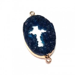 Resin Connector Oval Cross Geodes 22x28mm