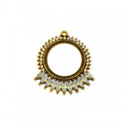 Pendentif rond en Zamak avec Pierres 34 x 39 mm