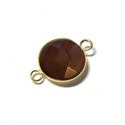 Brass Round Setting 15mm With Egg Yellow Stone
