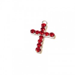 Colgante de Metal Cruz con Strass 15.5x24.5mm