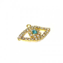 Charm in Metallo Occhio Turco con Strass 13x25mm