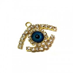 Metal Pendant Eye w/ Rhinestone 20.5x27mm