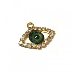 Metal Charm Eye w/ Rhinestone 17.5x23.5mm