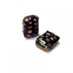 Monture avec Pierre Rectangulaire Millefiori 13 x 18 mm