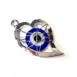 Metal Zamak  Heart with Glass Eye and Wire 23mm