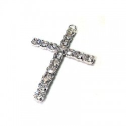 Colgante de Metal Cruz con Strass y Anillito 47x67mm